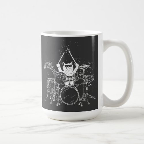 Cat Drummer Playing Drums Coffee Mug