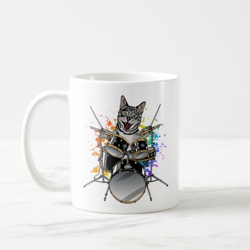 Cat Drummer Playing Drums Coffee Mug
