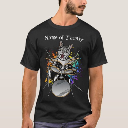 Cat Drummer Playing Drums Men T_Shirt