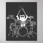 Cat Drummer Playing Drums Poster<br><div class="desc">Punk Rockstar Kitten Kitty Cat Drummer Playing Drums Graphic design Gift Poster Classic Collection.</div>