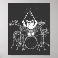 Cat Drummer Playing Drums