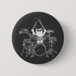 Cat Drummer Playing Drums Round Button<br><div class="desc">Punk Rockstar Kitten Kitty Cat Drummer Playing Drums Graphic design Gift Round Button Classic Collection.</div>