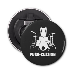 Cat Drummer Purr Cussion Funny Bottle Opener
