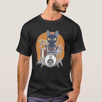 Cat Drummer T-shirt by BATKEI at Zazzle