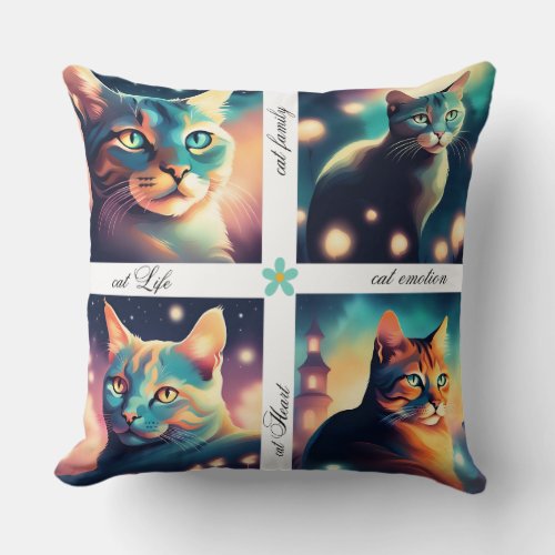 cat dynamic art throw pillow