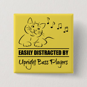 Cat Easily Distracted by Upright Bass Players Button