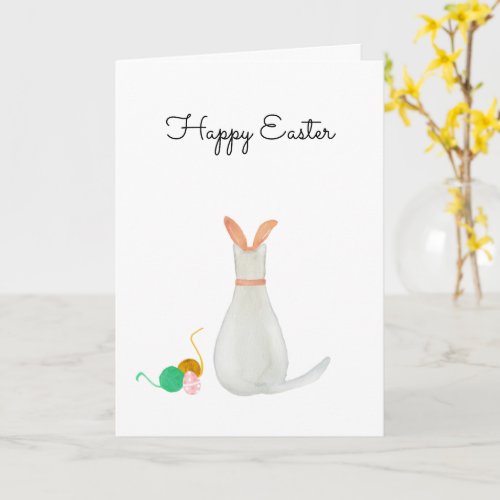Cat Easter Bunny Easter Cat Easter Egg Pink Cute Card