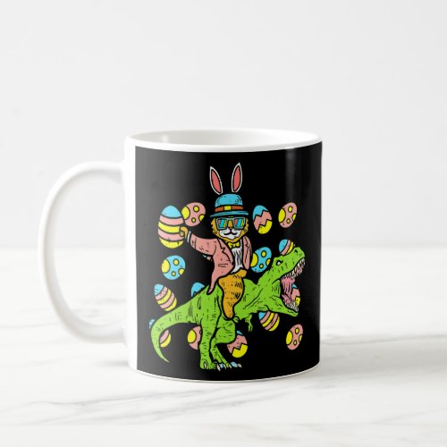 Cat Easter Bunny Riding Dino Trex Egg Hunt Dinosau Coffee Mug