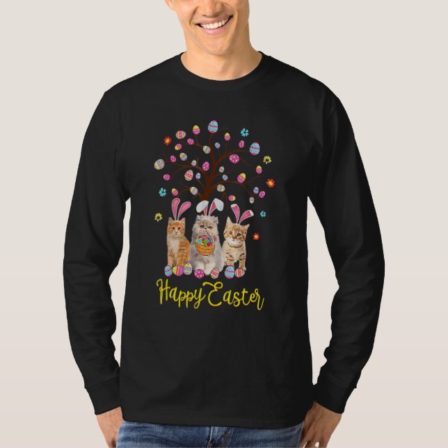 Cat Easter Costume Three Kitty Kitten Wearing Bunn T-Shirt (Front)