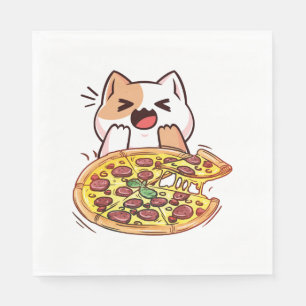 Cat Eating A Pizza Napkins