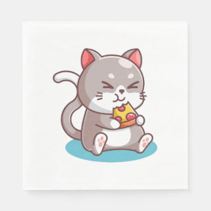 Cat Eating A Pizza Napkins