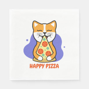 Cat Eating A Pizza Napkins