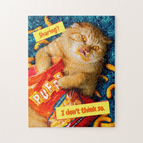 Cat Eating Cheese Puffs Jigsaw Puzzle