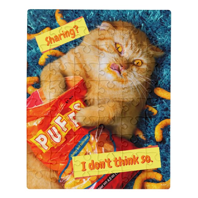 Cat Eating Cheese Puffs Jigsaw Puzzle (Puzzle Vertical)