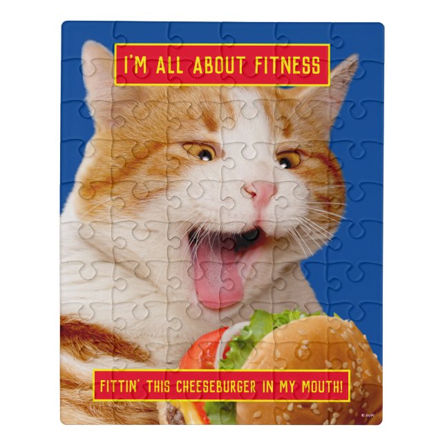 Cat Eating Cheeseburger Jigsaw Puzzle (Puzzle Vertical)