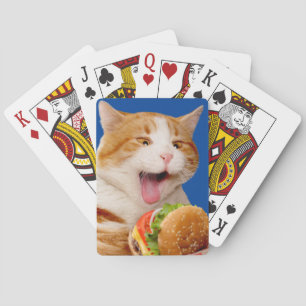 Cat Eating Cheeseburger Poker Cards
