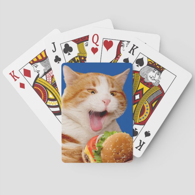 Cat Eating Cheeseburger Poker Cards (Back)