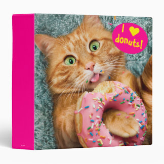 Cat Eating Donut 3 Ring Binder