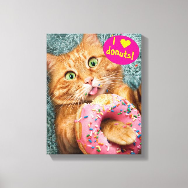 Cat Eating Donut Canvas Print (Front)