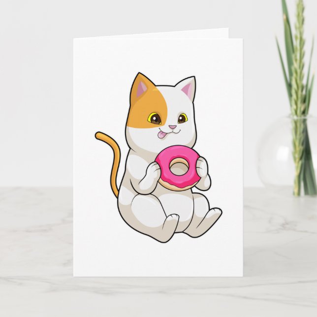 Cat Eating Donut Card (Front)