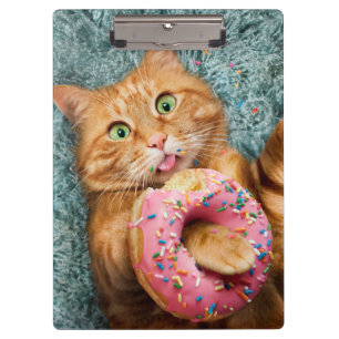 Cat Eating Donut Clipboard