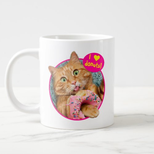 Cat Eating Donut Giant Coffee Mug