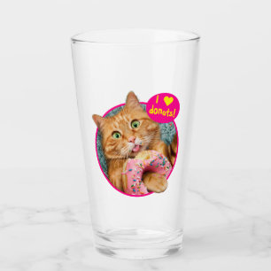 Cat Eating Donut Glass