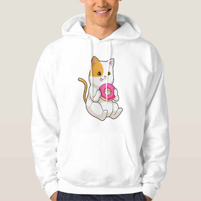 Cat Eating Donut Hoodie (Front)
