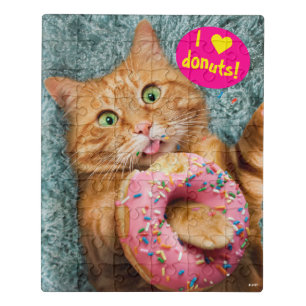 Cat Eating Donut Jigsaw Puzzle