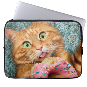 Cat Eating Donut Laptop Sleeve