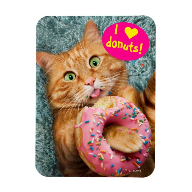 Cat Eating Donut Magnet (Vertical)