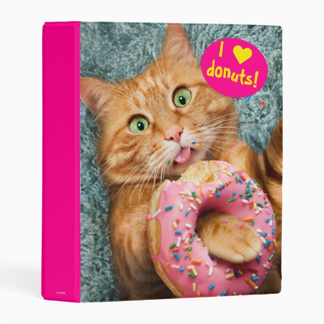 Cat Eating Donut Mini Binder (Front/Spine)