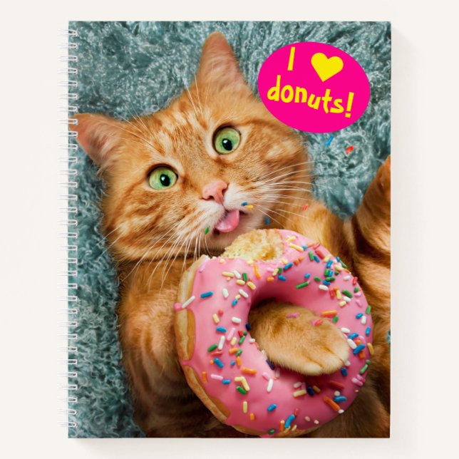 Cat Eating Donut Notebook (Front)