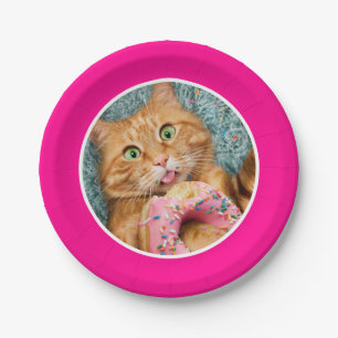 Cat Eating Donut Paper Plates