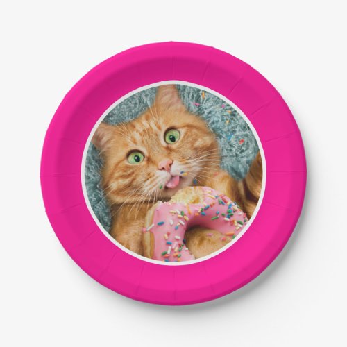 Cat Eating Donut Paper Plates