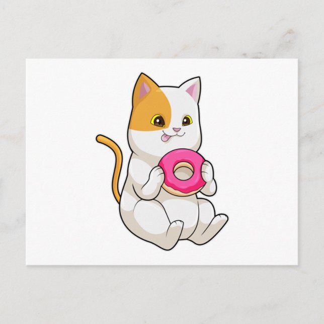 Cat Eating Donut Postcard (Front)