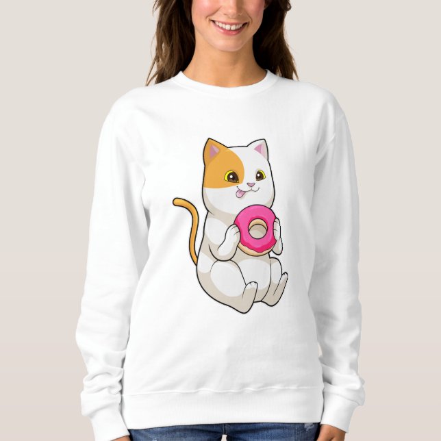 Cat Eating Donut Sweatshirt (Front)