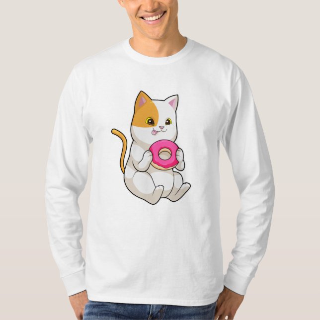 Cat Eating Donut T-Shirt (Front)