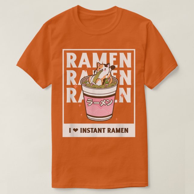 Cat Eating Japanese Ramen Noodles Anime Kawaii 151 T-Shirt (Design Front)
