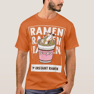 Cat Eating Japanese Ramen Noodles Anime Kawaii 151 T-Shirt