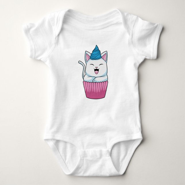Cat Eating Muffin Baby Bodysuit (Front)