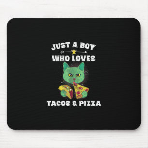 Cat Eating Pizza And Taco In Space Funny Saying Mouse Pad