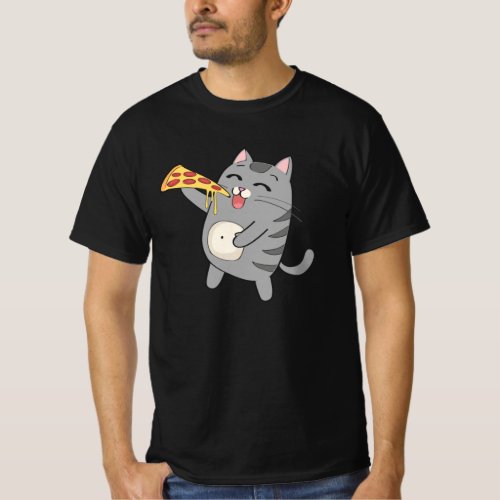 Cat Eating Pizza Funny Cat Pizza Gift T_Shirt