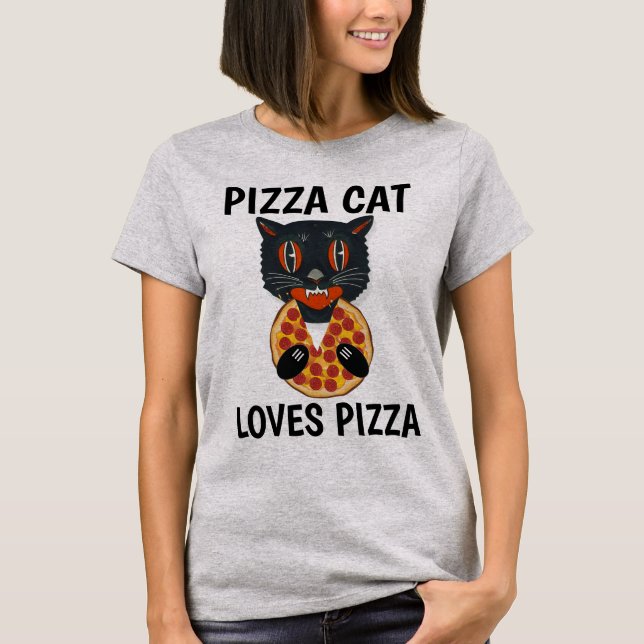 CAT EATING PIZZA, Funny T-shirts (Front)