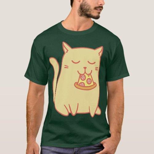 Cat Eating Pizza T_Shirt