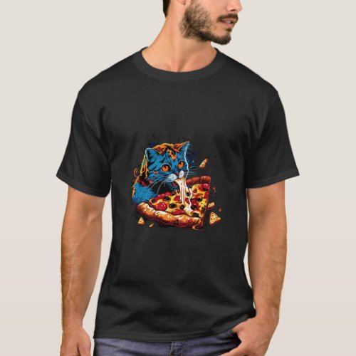 Cat Eating pizza  T_Shirt