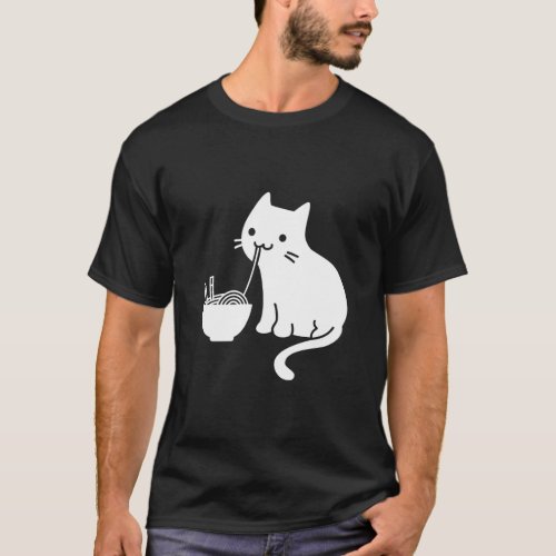 Cat Eating Ramen ANIME MANGA CARTOON GIFT T_Shirt