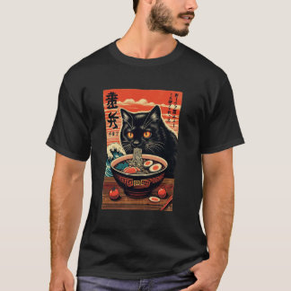 Cat Eating Ramen, Cat Lover, Japanese Style, Ramen T-Shirt