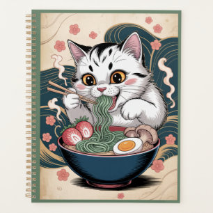 Cat Eating Ramen Cute Planner