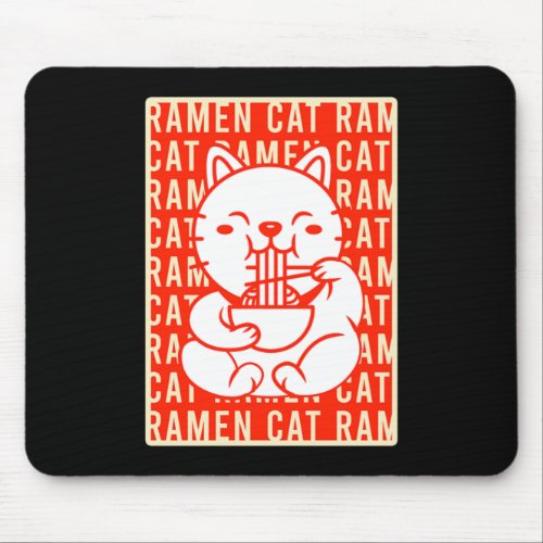 Cat Eating Ramen Japan Kitty Kitten Pet Animal Gif Mouse Pad